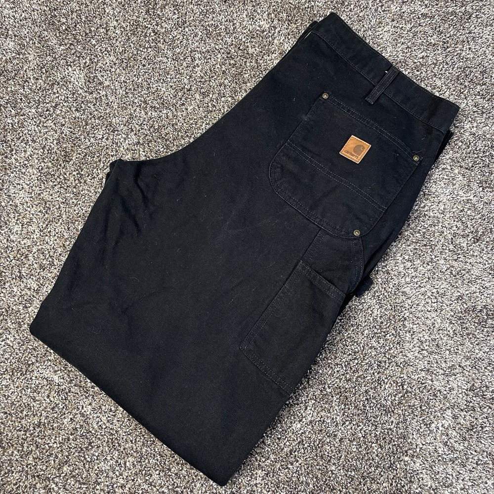 Carhartt Double Knee Pants Jeans Mens Size 40x36 Black Denim B136 BLK Workwear